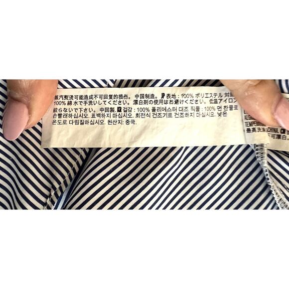 English Factory Blouse Women Medium Blue White Pinstripe Poppy Lace Embroidered - Picture 10 of 11